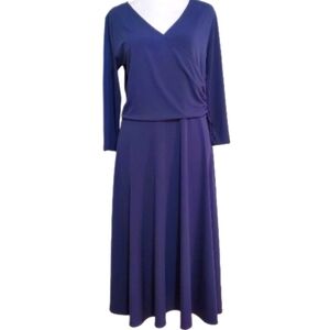 Talbots navy blue faux wrap knit jersey dress 10 NWT